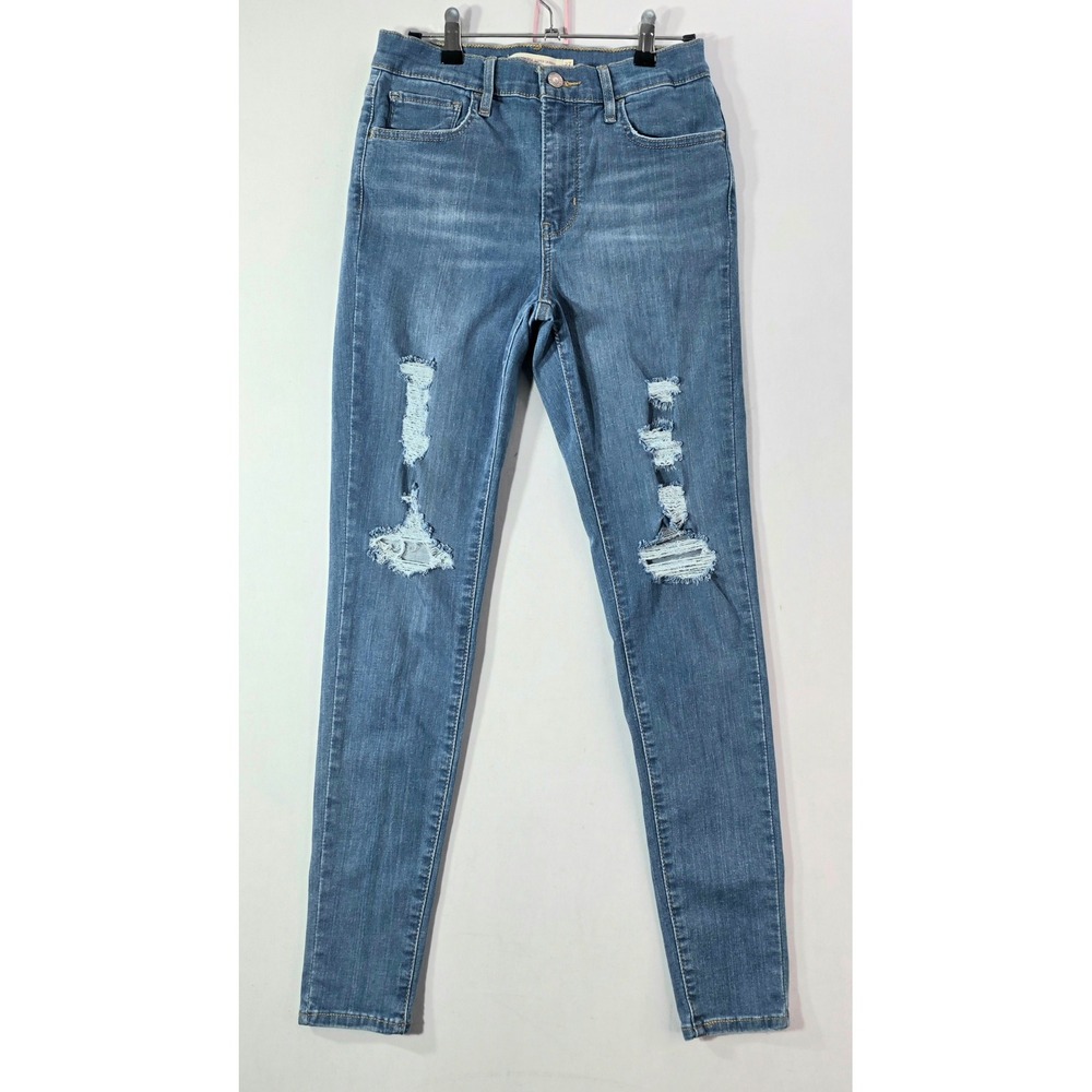 Levis 720 High Rise Super Skinny Distressed Jeans Blue TAG W27 L30 (27x28.5)